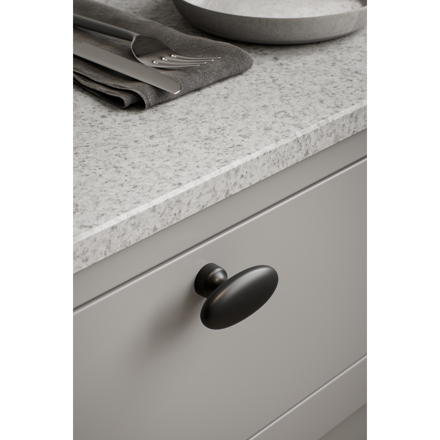 T-knop BARON T l60 zamak mat zwart
